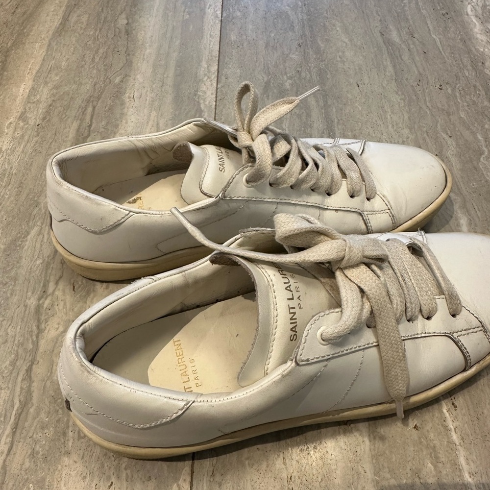 Saint Laurent Authentic White Leather Sneakers